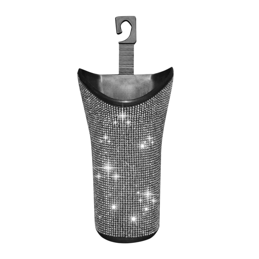 

Car Umbrella Storage Bucket Stylish Diamond Decoration Multifunctional Trash Can Durable Plastic Easy Clean Space Saving Car