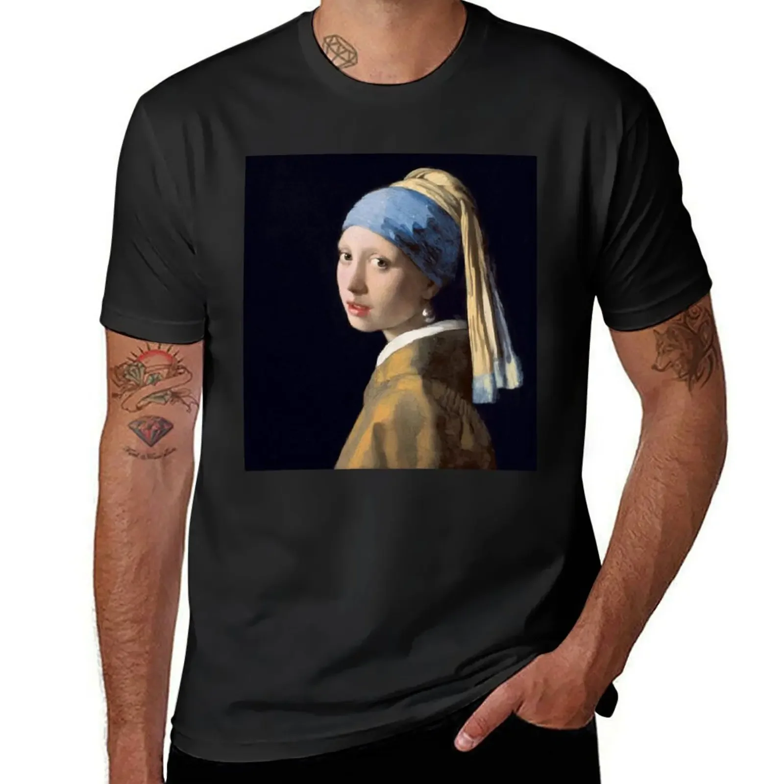 

The Girl With The Pearl Earring by Johannes Vermeer high quality T-Shirt quick-drying fitted t shirts for men