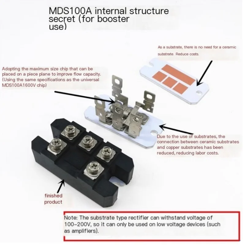 MDS100A Dreiphasen-Gleichrichterbrücke 12 V 24 V 36 V 48 V 60 V 110 V 200 V Speziell für Reichweitenverlängerungen für Elektrofahrzeuge – Detail 3