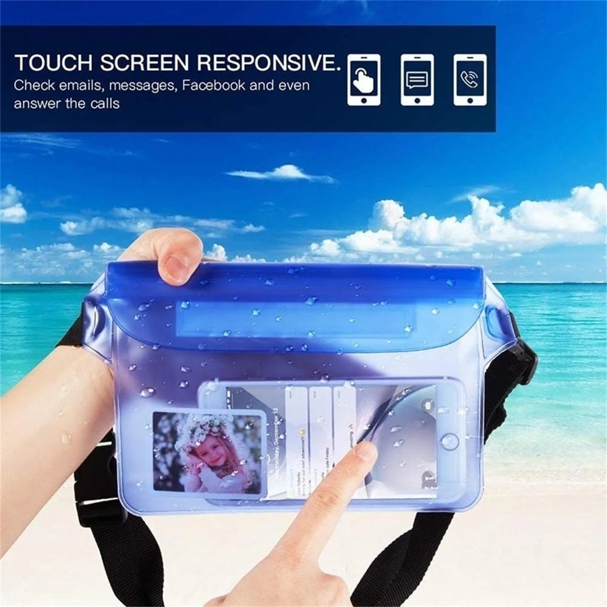 1PC Swimming Bag Phone Bag Transparent Sealed Touch Screen Beach Drifting PVC Outdoor Sports Waterproof Waist Bag
