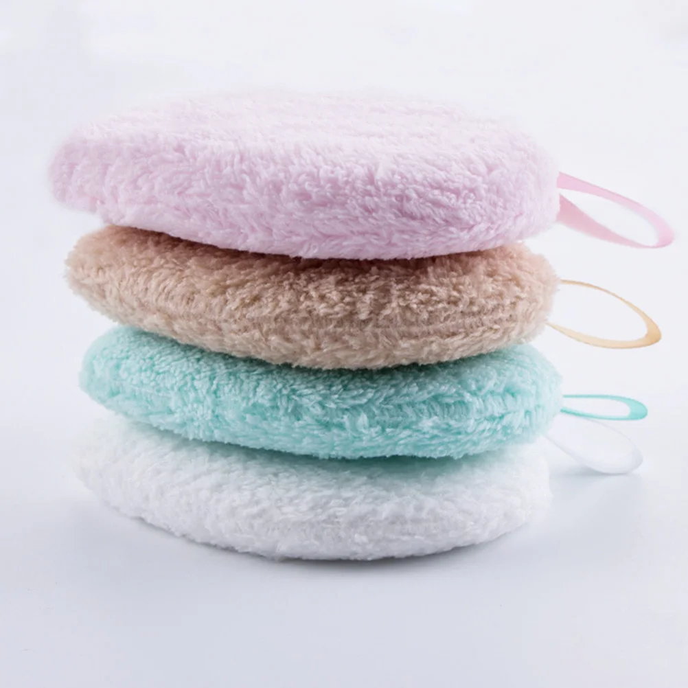 3pcs Heart Shape Makeup Removal Pads Soft Reusable Cleaning Facial Powder Puff Supplies For Women Pink