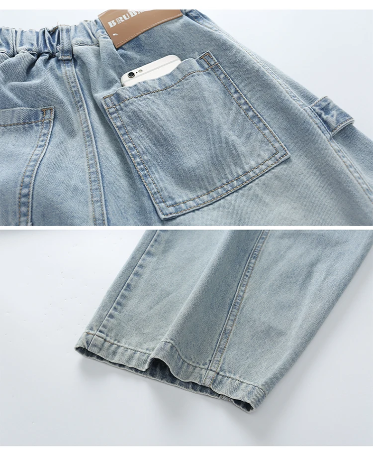 Lose geschnittene Baggy-Jeans im Harem-Stil für junge Mädchen, Kinder-Street-Denim-Hosen für Alter 5 6 7 8 9 10 11 12 13 14 Jahre – Detail 8
