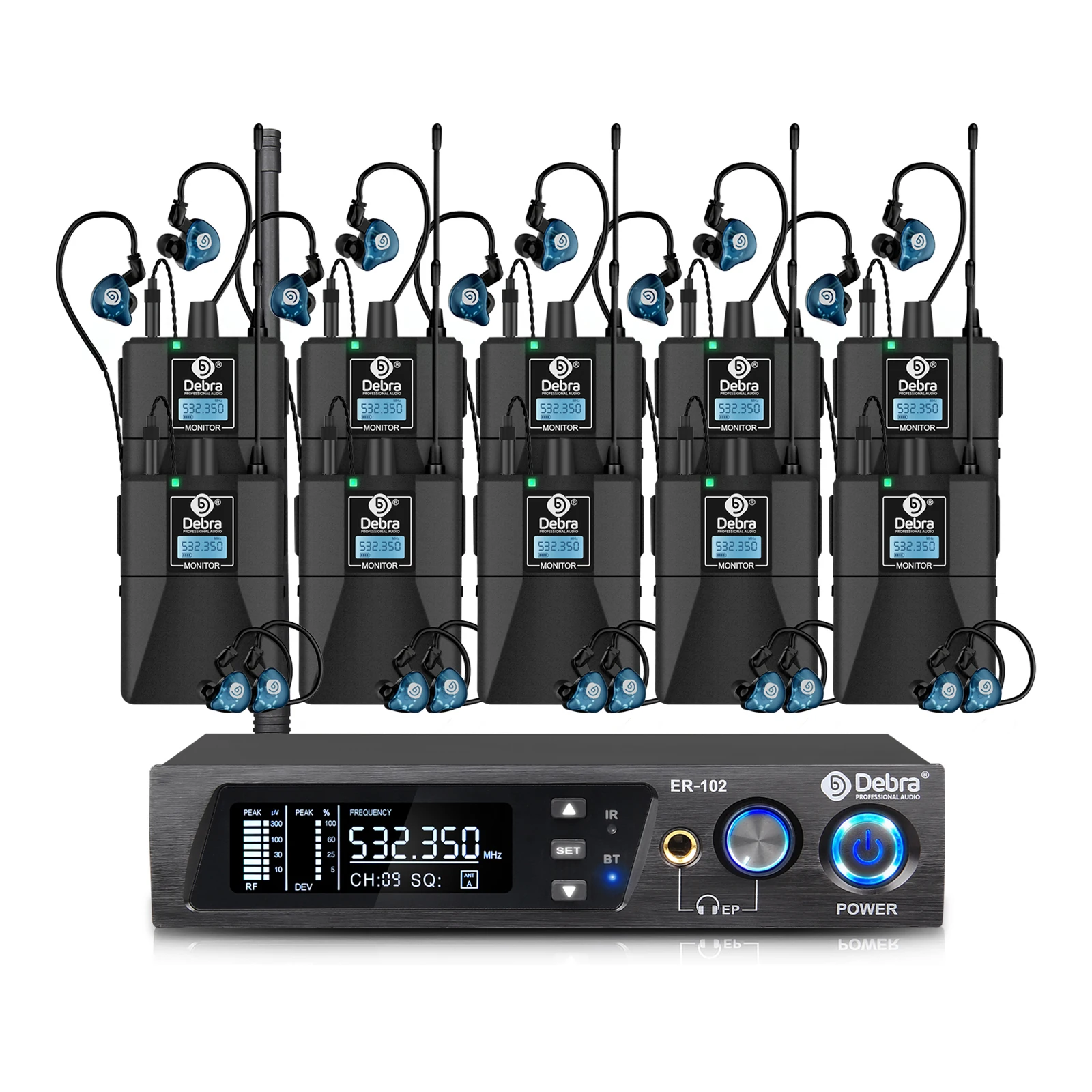 Debra ER-102 UHF In-Ear Drahtloses Monitoring-System mit Mehrfach-Sendern für Bühnenauftritte und Kirchen – Detail 26