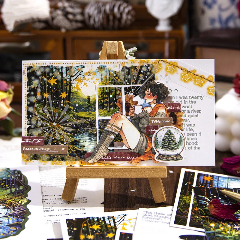 Fantasia Series Vintage Forest Cloud ภูมิทัศน์วัสดุกระดาษสร้างสรรค์ DIY ขยะ Journal วัสดุ Collage สมุดภาพเครื่องเขียน