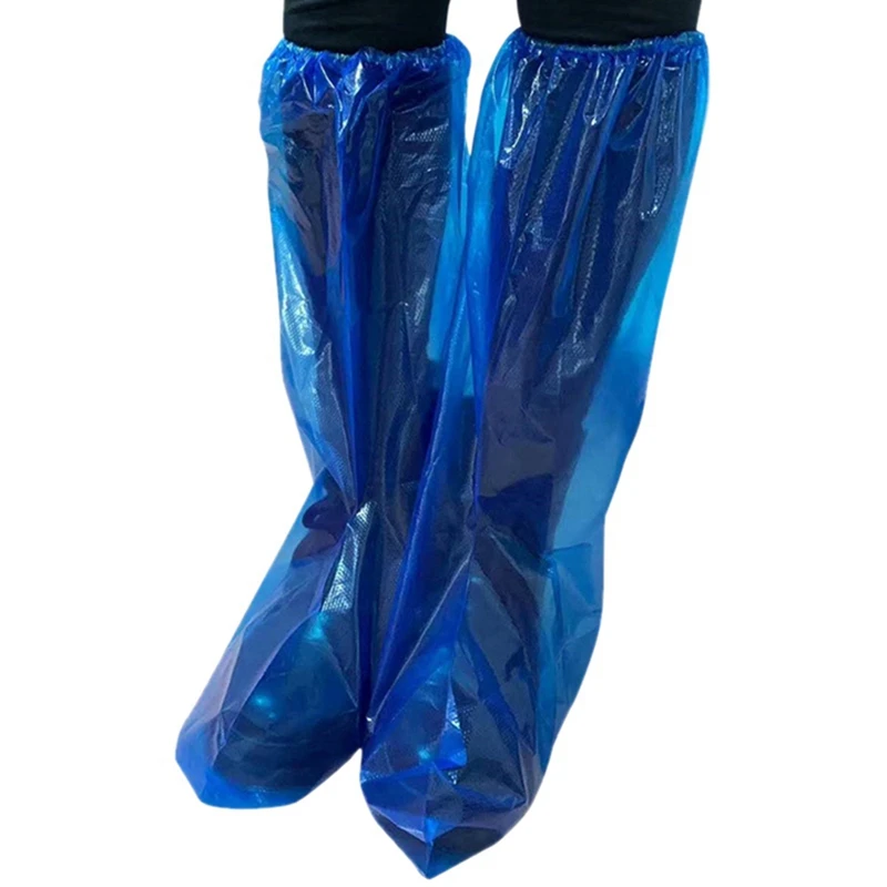 Durable Waterproof Thick Plastic Disposable Rain Shoe Covers High-Top Boot Cleaning Overshoes Protective