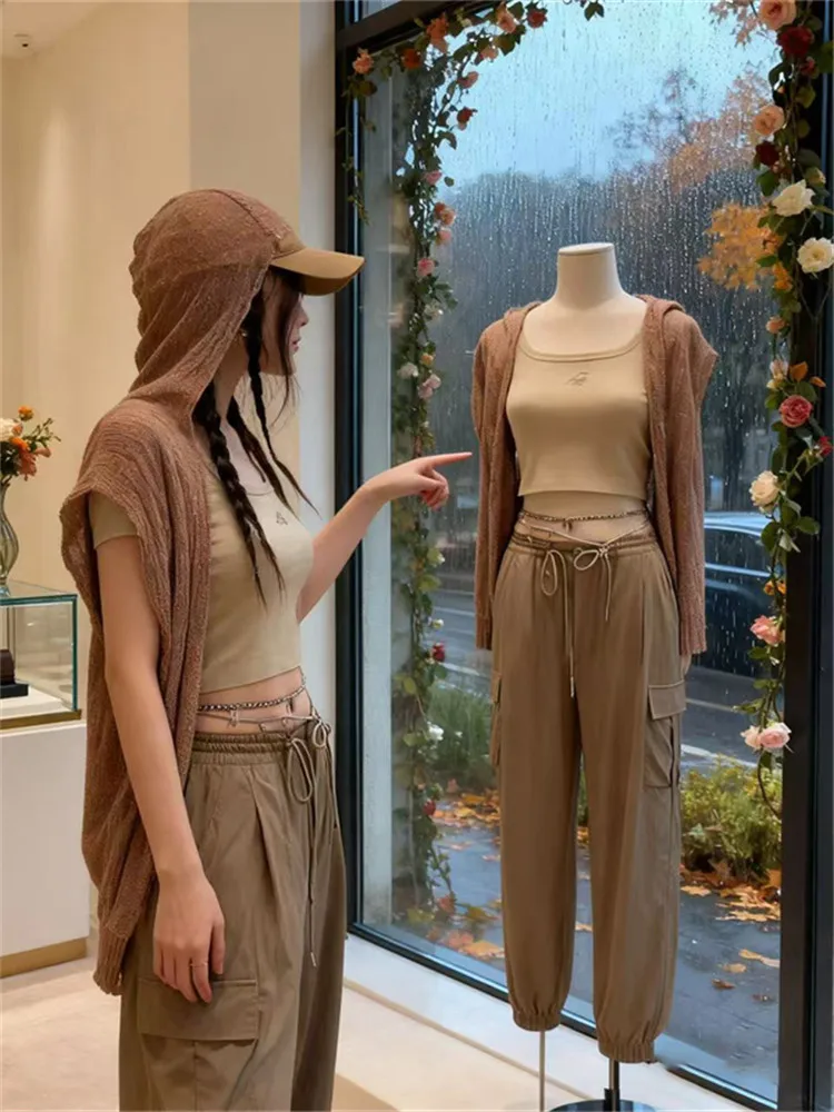 

Casual Loose Women's Workwear Sle Open Cardigan Set Faion Design Sense T-irt Quali Matching Long Pants Spring Season