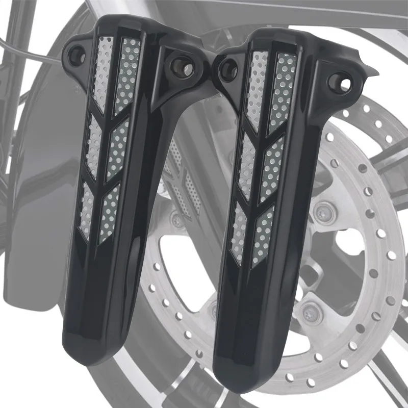 

Chrome Black Motorcycle Front Fork Lower Leg Slider Covers For Harley Touring Road King Street Glide Ultra Limited FLHT FLHX
