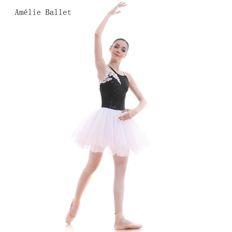 18711 Czarno-Biały Top Gorset Baletowy Tutu Kostium Baletowy dla Kobiet i Dziewcząt Tutu Baleriny Liryczny i Kontemplatywny Kostium Taneczny