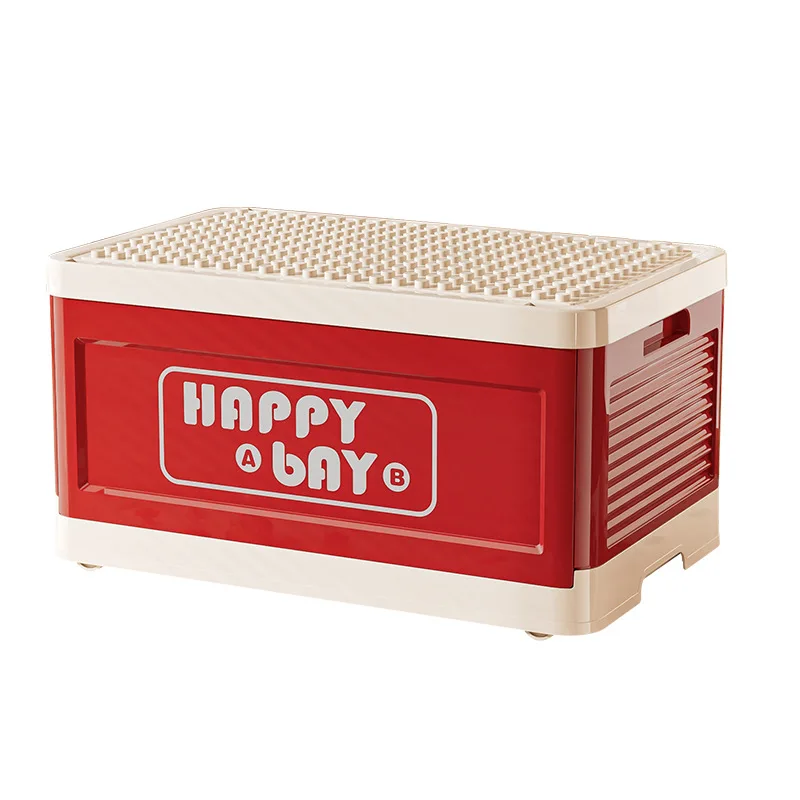 Building block organizer kids toy organizer large particle parts with wheels collapsible storage bin movable