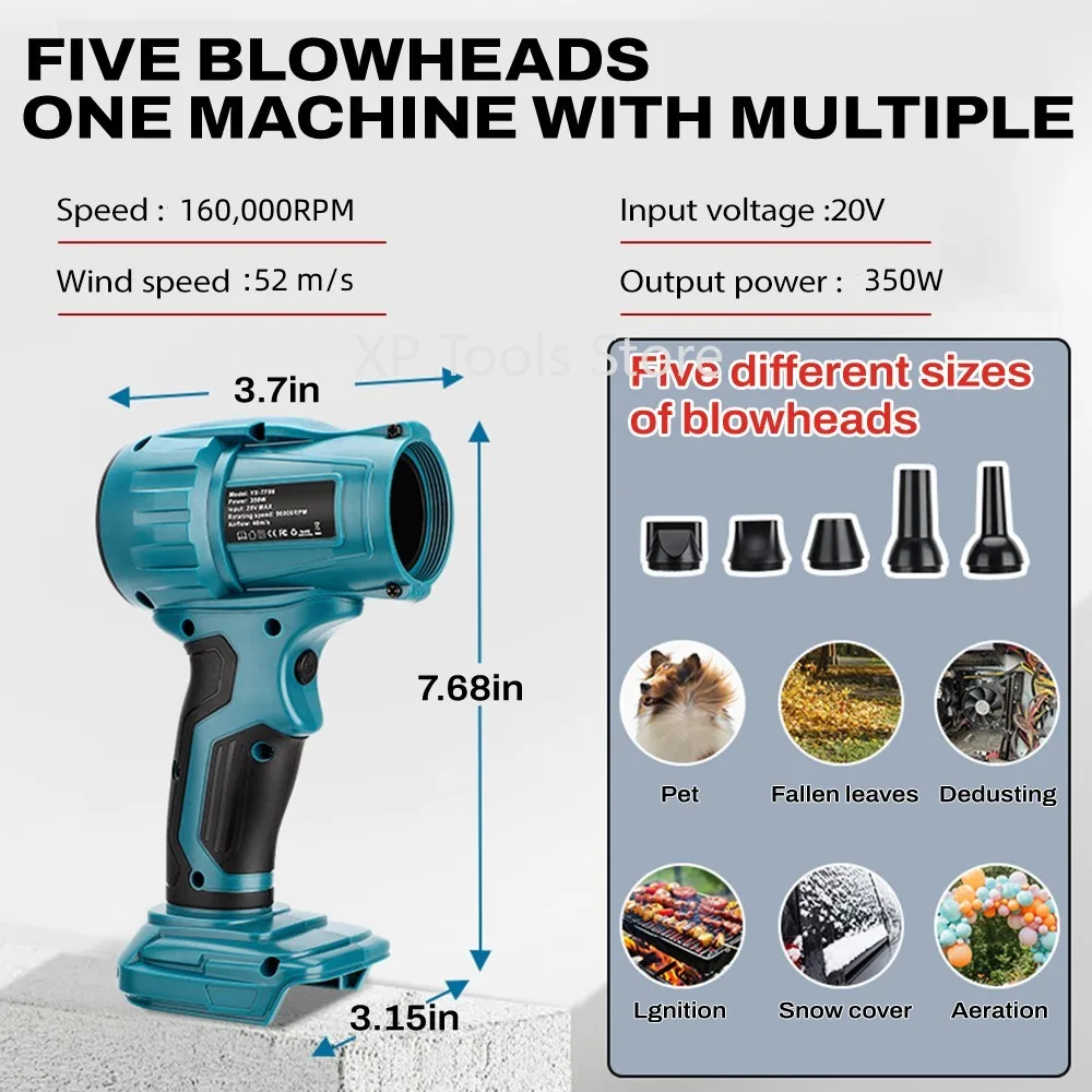 

160000RPM Brushless Handheld Electric Turbo Jet Fan For Makita/Dewalt/Milwaukee 18V Li-ion Battery 350W Violent Fan Blow Dryer
