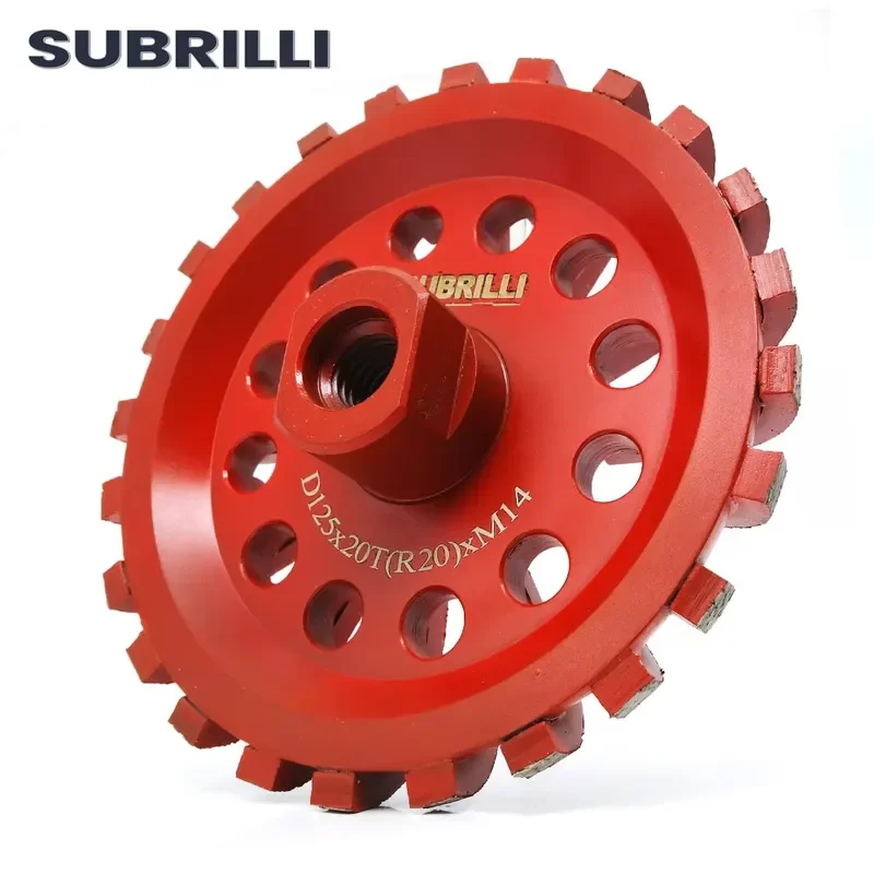 SUBRILLI Radius Cove Base Diamond Grinding Cup Wheel 125mm 5 Inch Segmented Diamond Profile Wheel 30# Grit 1piece