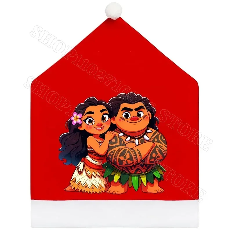 Disney Moana 2-Weihnachtsstuhlbezüge, Cartoon-Anime-Grafikdruck, Neujahr, Abendessen, Party, Zuhause, Wohnzimmer, Dekoration, Weihnachtsdekoration