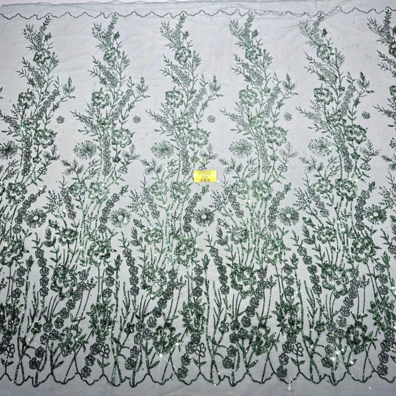 

10 ярдов изумрудно-зеленой африканской блестящей ткани с вышивкой, сетчатое кружево с клееными блестками и пайетками, золотой тюль для свадеб и вечеринок