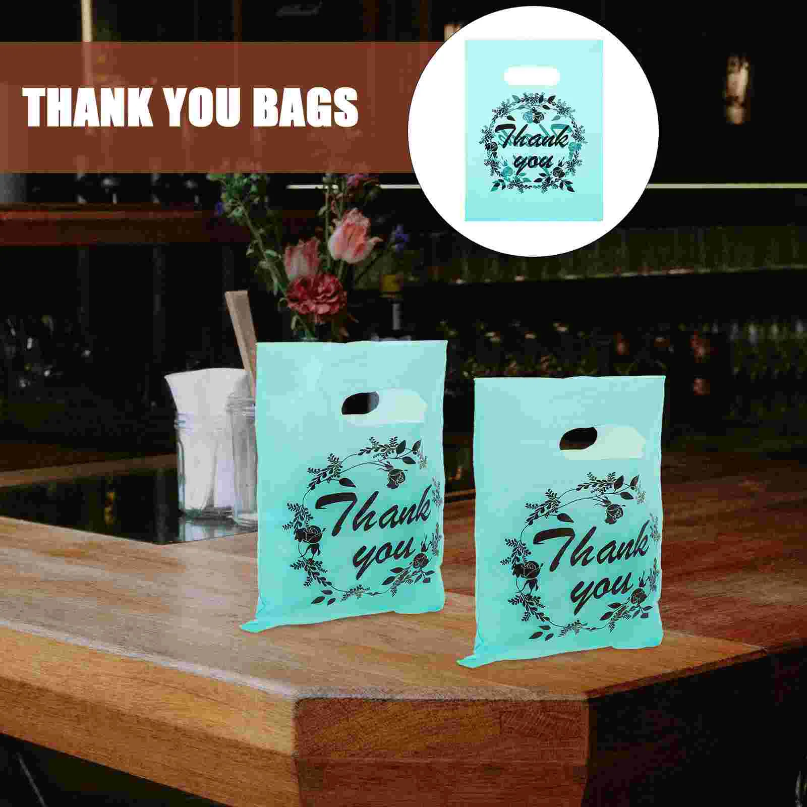 100 Pcs Thank You Merchandise Bag Party Gift Bags Bulk Retail Shopping Small Plastic