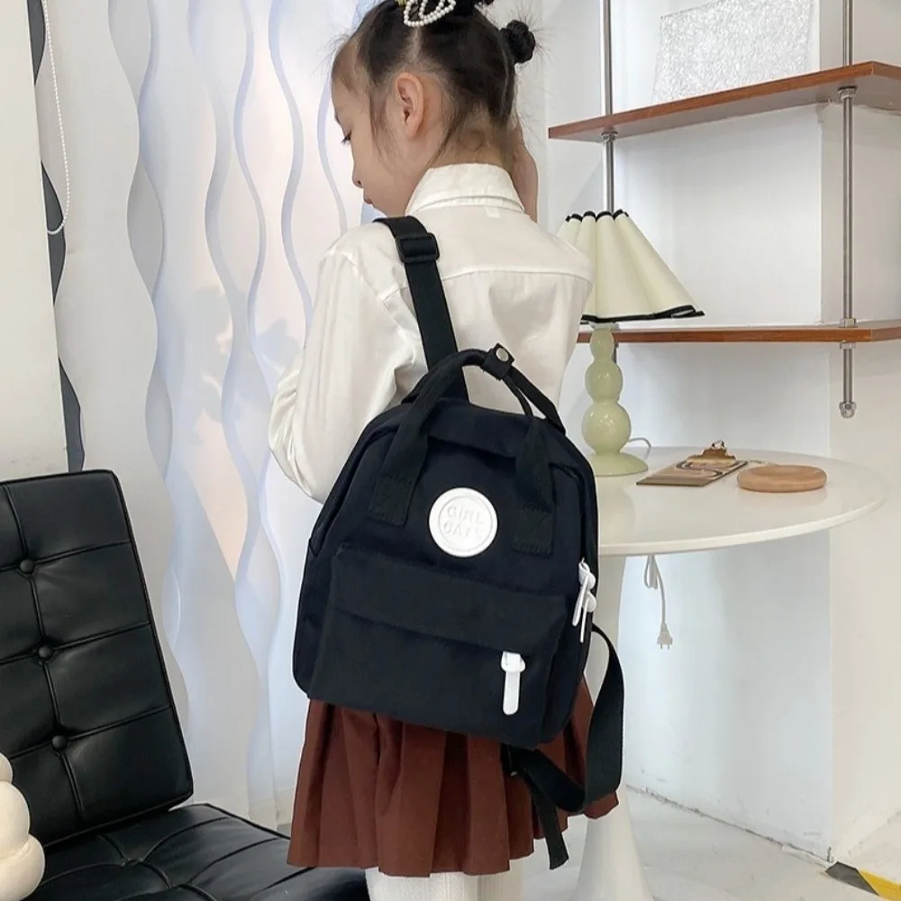 

Solid Color Children Backpack Oxford Cloth Anti-theft Student School Bag Handbag Multifunction Canvas Rucksack Children Kids