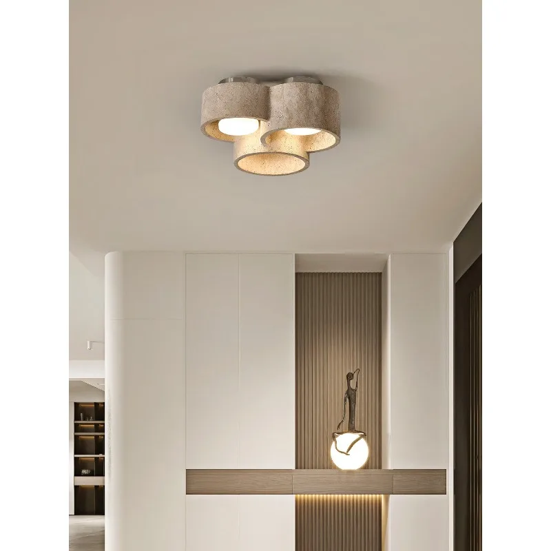 Exposed daring lamp, antique style living room without main lamp, wabi-sabi entrance entrance aisle ceiling lamp