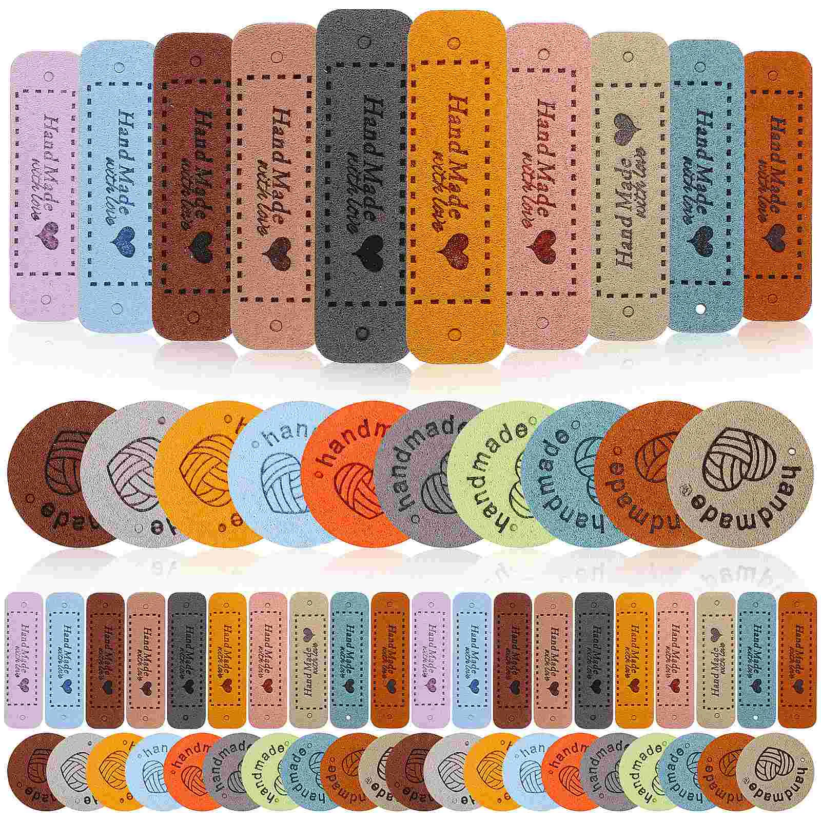 

60 Pcs Handmade Colorful Clothing Labels 10 Colors 3 Per Color for Sewing Knitting Crochet Accessories Craft Supplies