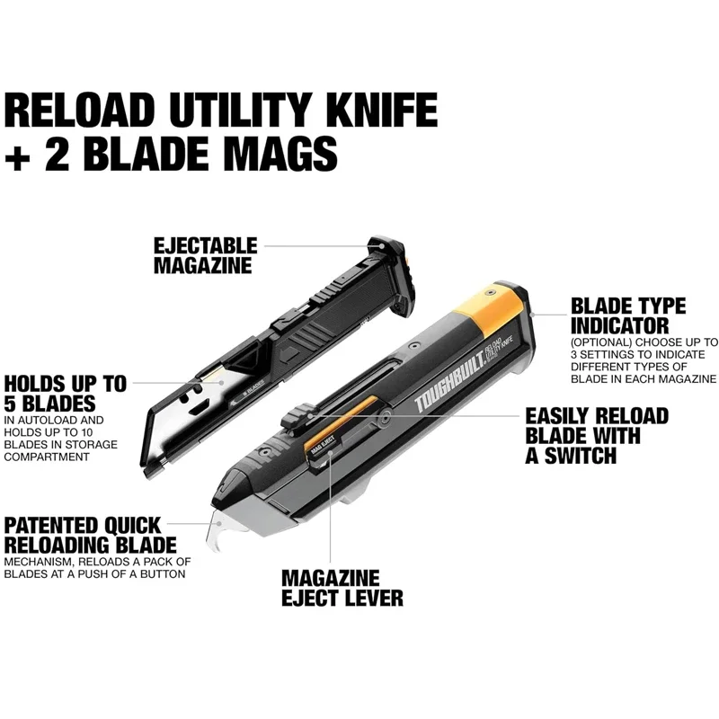 TOUGHBUILT Heavy duty art knife, magazine changing knife, magazine cutting knife, channel wallpaper knife TB-H4S2-03-R
