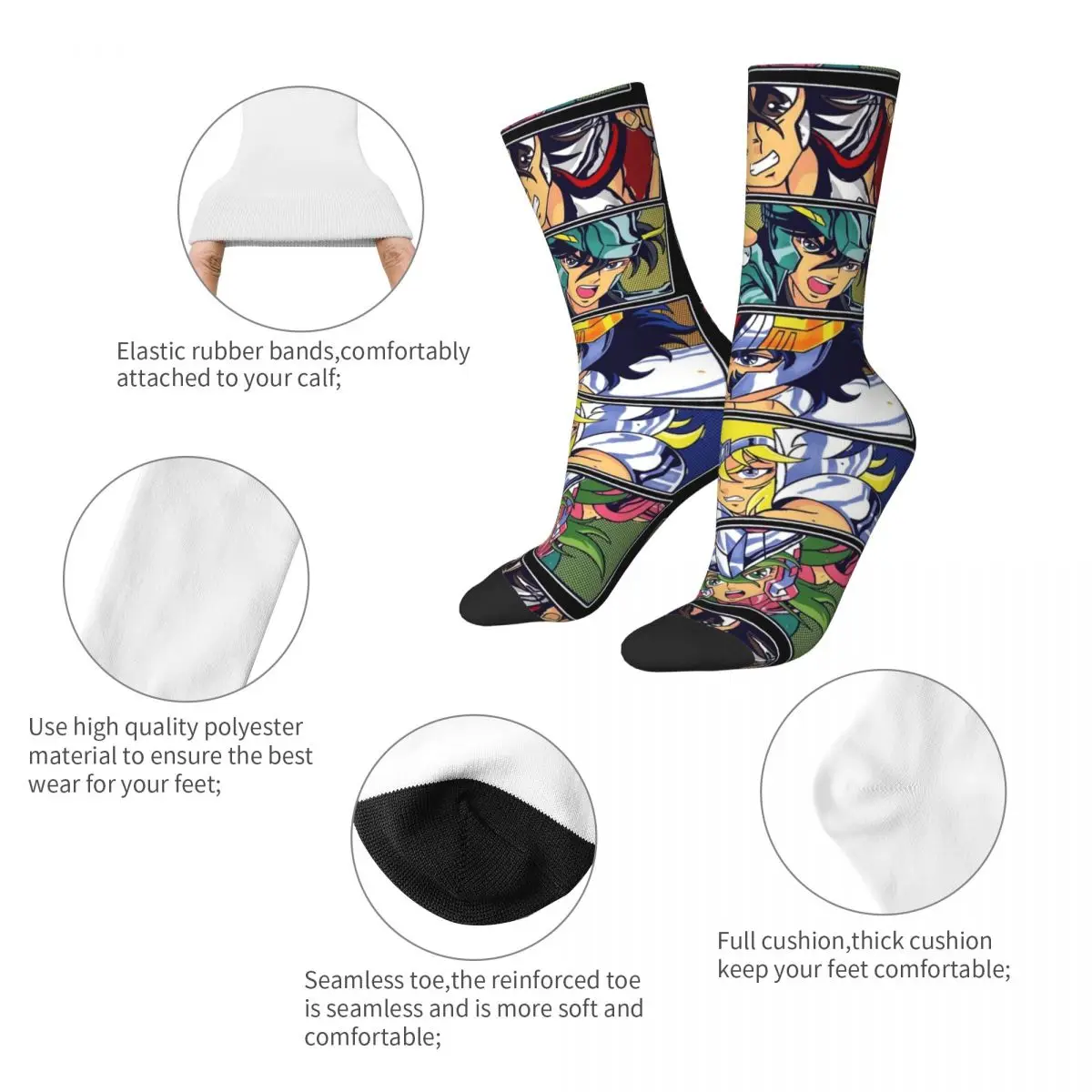 Knights Of The Zodiac Socks Spring Stockings Elegant Men Medium Soft Socks Design Running Anti Bacterial Socks