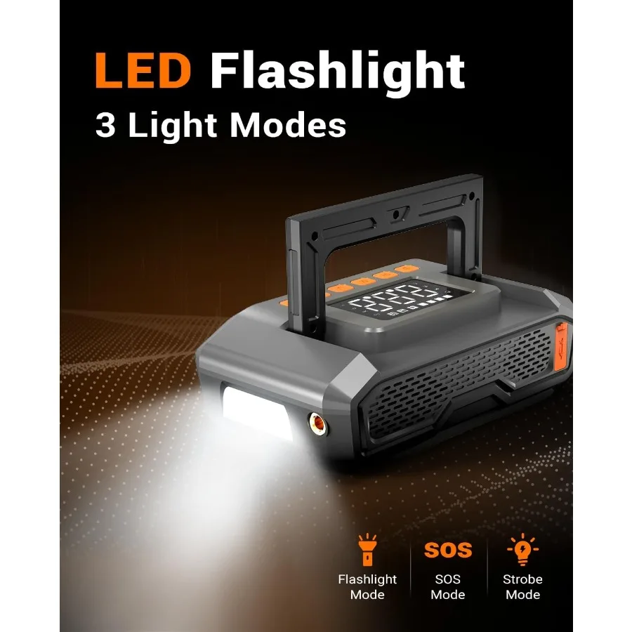 كاتب قفز محمول 12 فولت مع تيار ذروة 4000 أمبير وضاغط هواء 150 رطل لكل بوصة مربعة للغاز 9 لتر ومحركات الديزل 8 لتر بطارية السيارة المدمجة