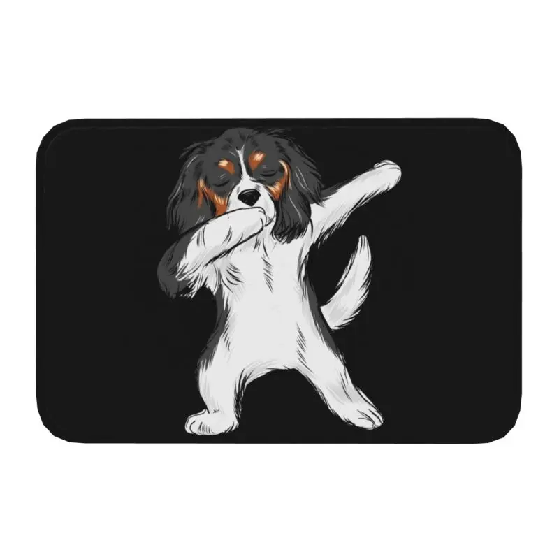 Dabbing Cavalier King Charles Spaniel Dab Dance Front Door Mat Anti-Slip Indoor Absorbent Dog Doormat Room Entrance Rug Carpet