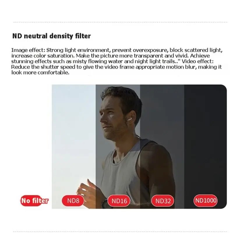N91R-ND Filter Lens For Ace Pro / Pro 2 Neutral Density Lens Reduce Light Anti-Jelly Motion Blur Cinematic Video