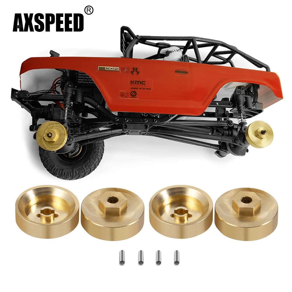 AXSPEED 4Pcs 5mm Brass Wheel Hex Axle Adapter Balance Weight for Axial SCX24 1/24 RC Crawler Car Truck Model Upgrade Parts