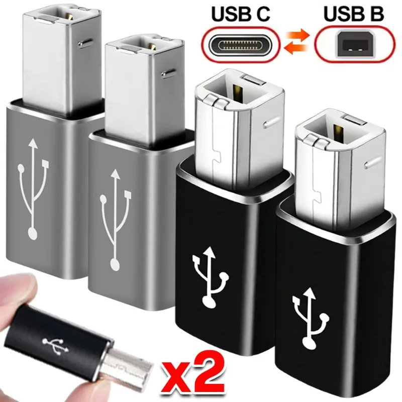 1-2Pcs Type C Female To USB B Male Scanner Converter Male Adapter Connhection Convertor for Printer Controller Piano Keyboard