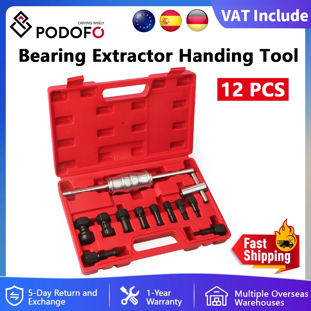 Podofo 12 pièces extracteur de roulements extracteur de roulements outils de remise 8-32mm extracteurs de roulements ensemble outil de démontage de voiture avec adaptateur