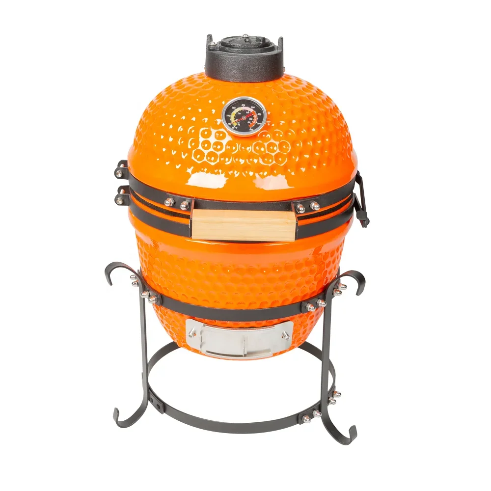 13 inch Mini Barbecue Grill Orange Hot Selling in Euro Outdoor Ceramic Charcoal Egg Shaped BBQ Grill