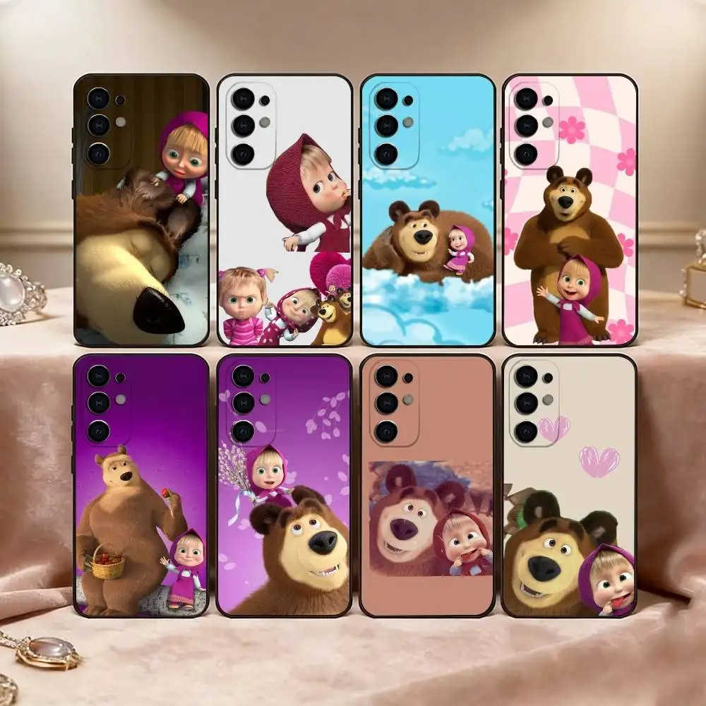 M-Masha and the B-Bear Phone Case For Samsung S25,S24,S21,S22,S23,S30,Ultra,S20,Plus,Fe,Lite,Note,10,Black Cover