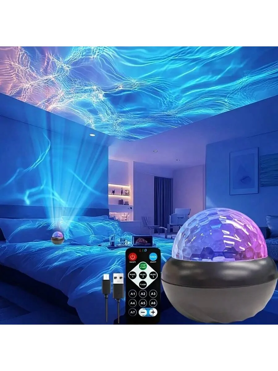 LED Water Ripple Desk Lamp: Color - changing, remote - controlled, USB - powered, RGB, night sky effect, ambient lighting. Ideal