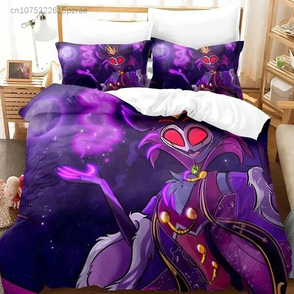 Anime Hazbin Stolas Hotel Bedding Set Duvet Cover Bed Set Quilt Cover Pillowcase Comforter King Queen Size Boys Adult Bedding 2