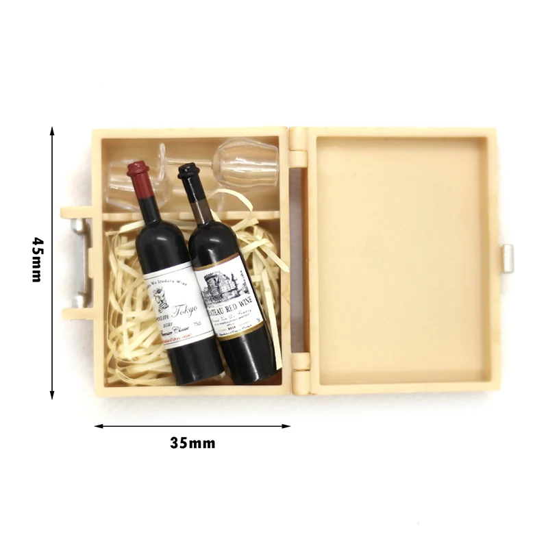 1Set 1:12 Puppenhaus Miniatur Rot Wein Wein Tasse Wein Box Modell Küche Möbel Zubehör Für Puppe Haus Dekor Kinder spielzeug