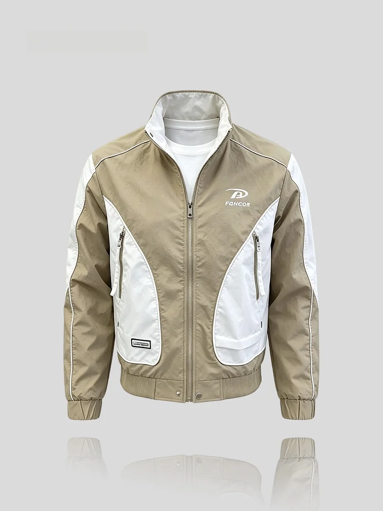 Korean Style Stand Collar Patchwork Cotton Jacket Men's Winter Warm Slim Fit Zipper Cotton Coat Versatile Fashionable Men's Wear