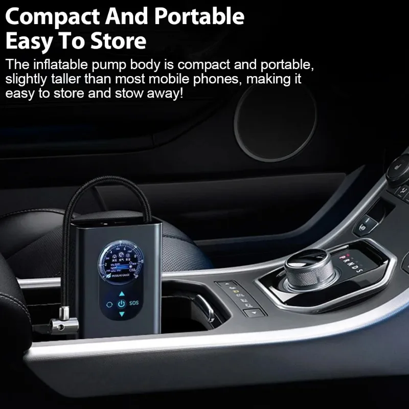 Portable Tire Inflator Rechargeable Air Pump Accurate Pressure Monitor Fast Air Refill Triple Cooling Function ForCar Motorcycle