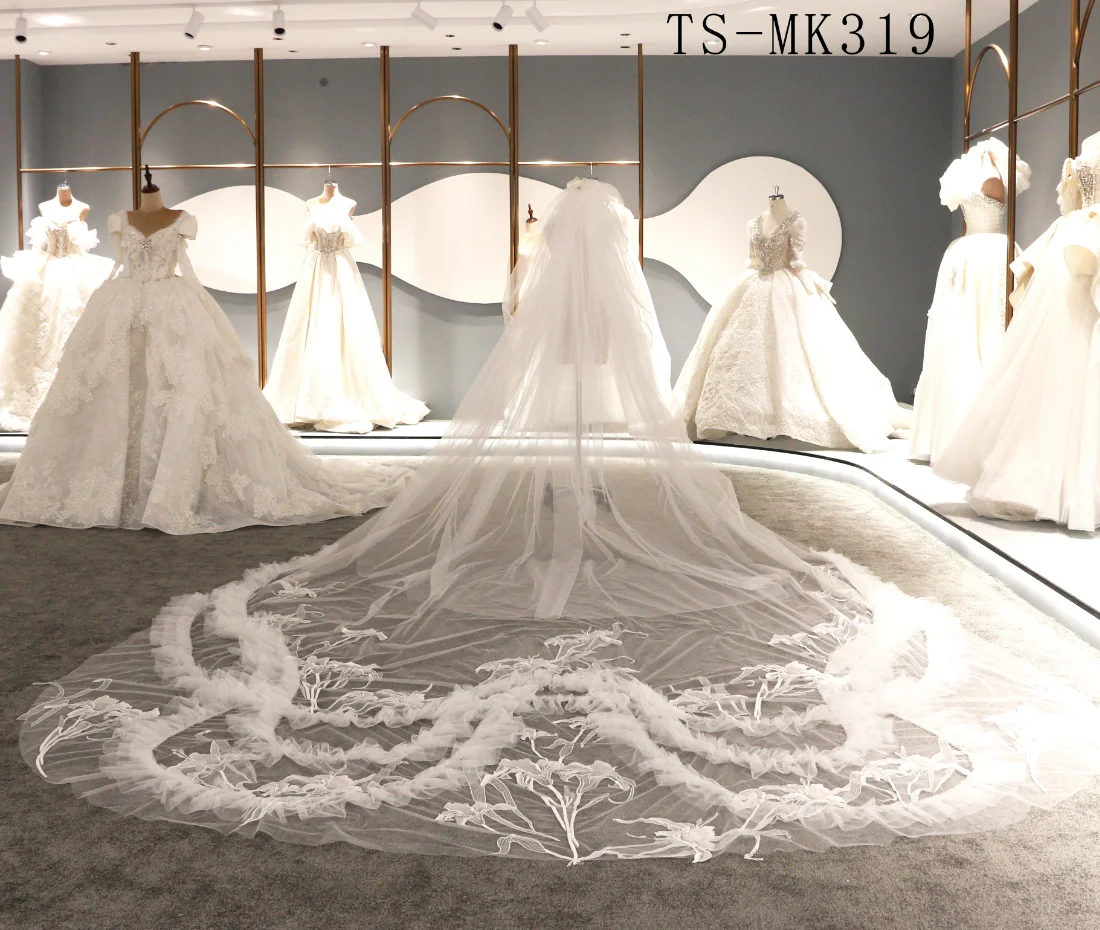 

Accessories Tulle Chapel Wedding Veil Lace Edge Bridal With Comb Veu De NoivaMK319