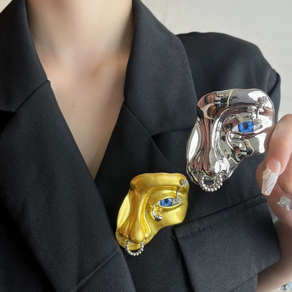 

Новая текстура, маска, кольцо в носу, брошь, золотой дизайн на половину лица, изысканная индивидуальная преувеличенная брошь, женский костюм, аксессуары, подарок