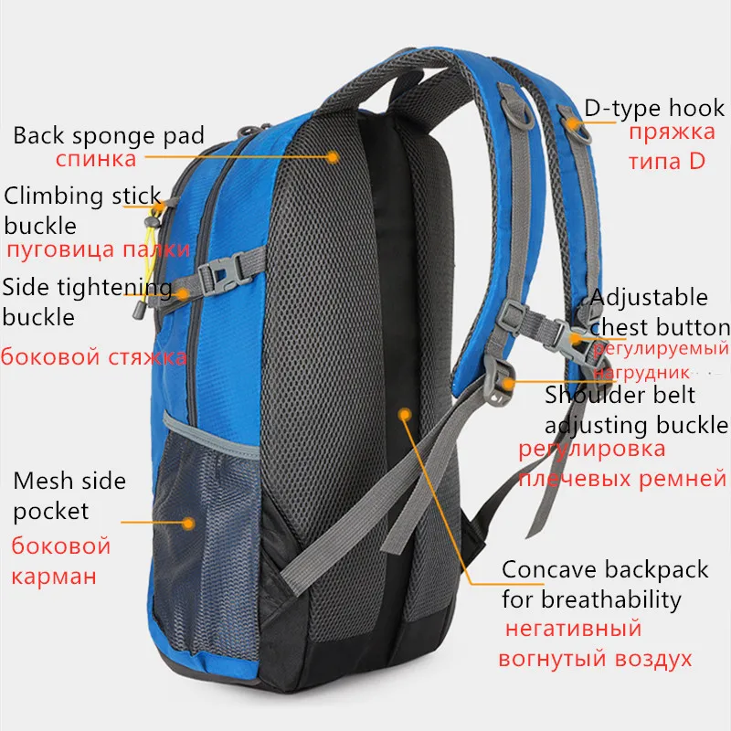 2024 New Outdoor Backpack Hiking Sports Mountaineering Bag Riding Backpack 40L Waterproof Backpack Leisure Travel Bag