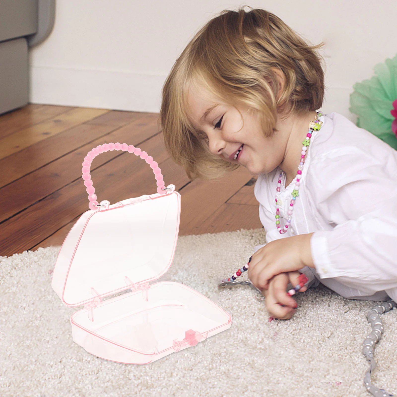 

Cartoon Portable Jewelry Organizer Mini Plastic Box Waterproof Necklace Ring Storage Case for Girls Display Case