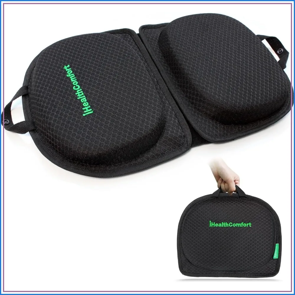 Travel Seat Cushion Cooling Gel Memory Foam Portable Foldable Pad for Airplane Car Office Stadium