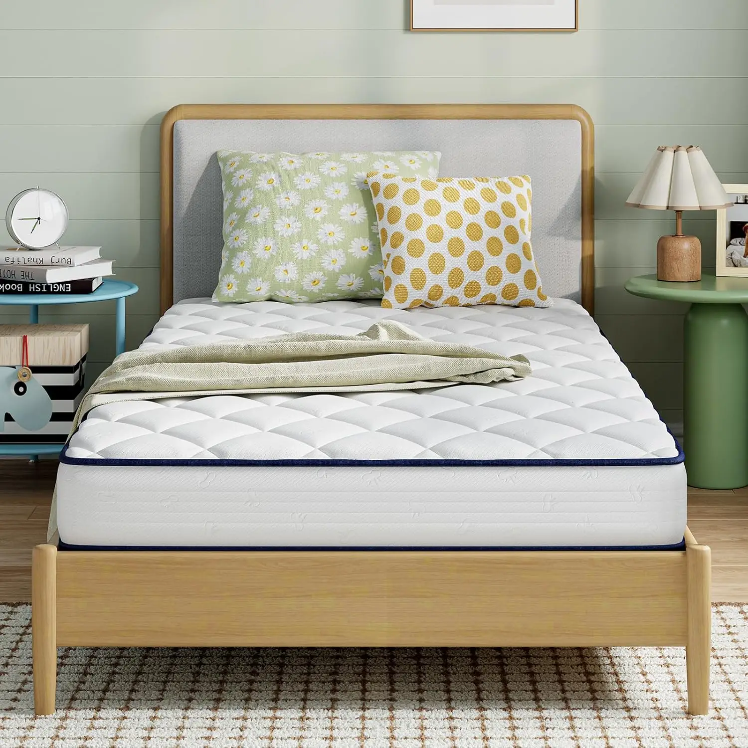 

8 inch Twin Size Mattresses for Kids, Foam and Spring Hybrid Twin Bed Mattress with Adaptive Foam for Pressure Relieving &amp