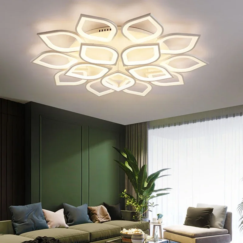 

Modern Ceiling Lamp Simple Lotus Shaped Living Room Decor LED Lights Ceiling Light Home Atmospheric Bedroom Study Chandelier