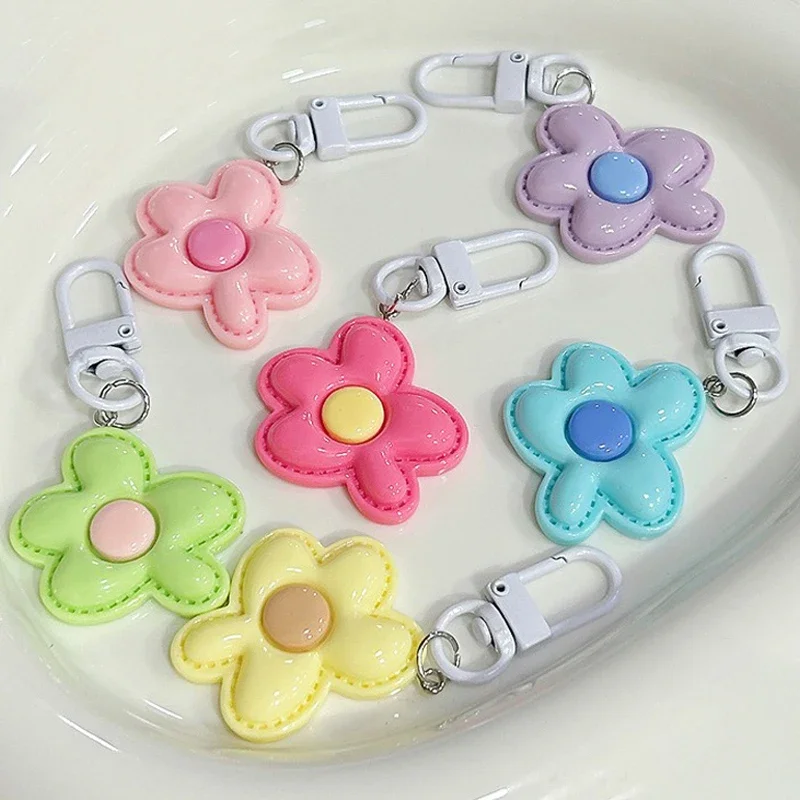 Модный-корейский-стиль-цветок-брелок-милый-мини-смола-цветочный-kawaii-красочный-цветок-кулон-аксессуары-брелок-подвесные-ювелирные-изделия