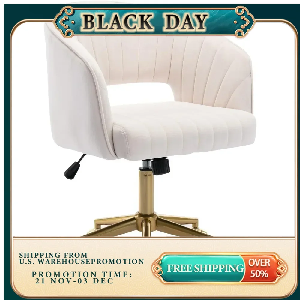 

Home office chair, rotating velvet table and chair, key armchair, soft cushion, modern plush chair with golden base