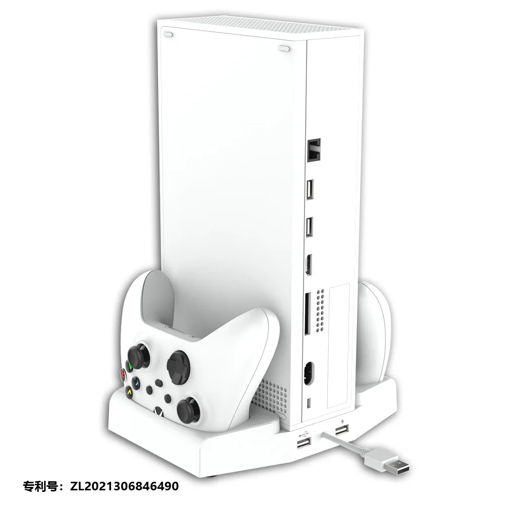XBS011 لسلسلة XBOX S محطة شاحن وحدة تحكم مزدوجة حامل عمودي حامل مروحة التبريد شاحن لوحدة التحكم Xbox ONE/S