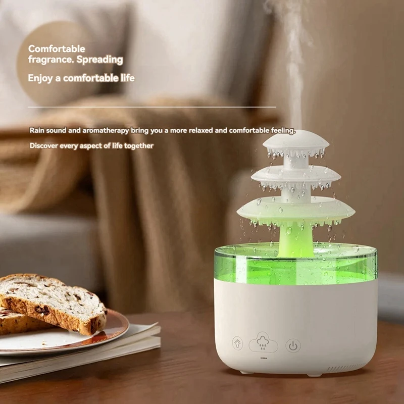 Relax Cloud Rain Diffuser Humidifier Raindrop Aromatherapy Ultrasonic Atomization Humidification Colorful Lamp US Plug