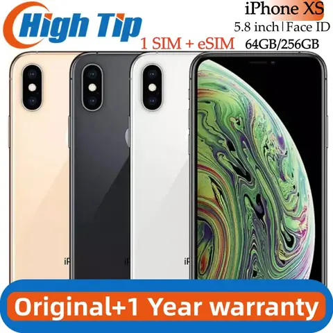 Apple iPhone XS 5.8" Retina OLED Display 4G LTE 2658mAh A12 Bionic Chip 4G RAM 64GB/256GB/512GB ROM Original Unlocked Used Phone