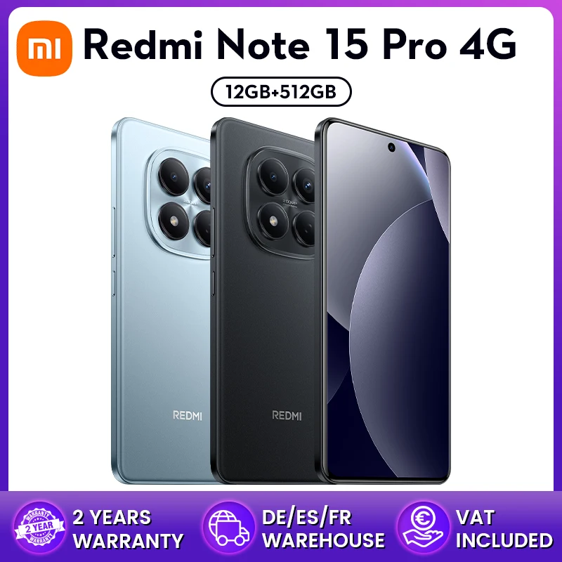 Globale Version Xiaomi REDMI Note 15 Pro 4G NFC Smartphone 200MP Hauptkamera MediaTek Helio G200-Ultra 6500mAh Akku 6,77" FHD 45W Turbo-Ladung 120Hz IP65 Wasserdichtigkeit