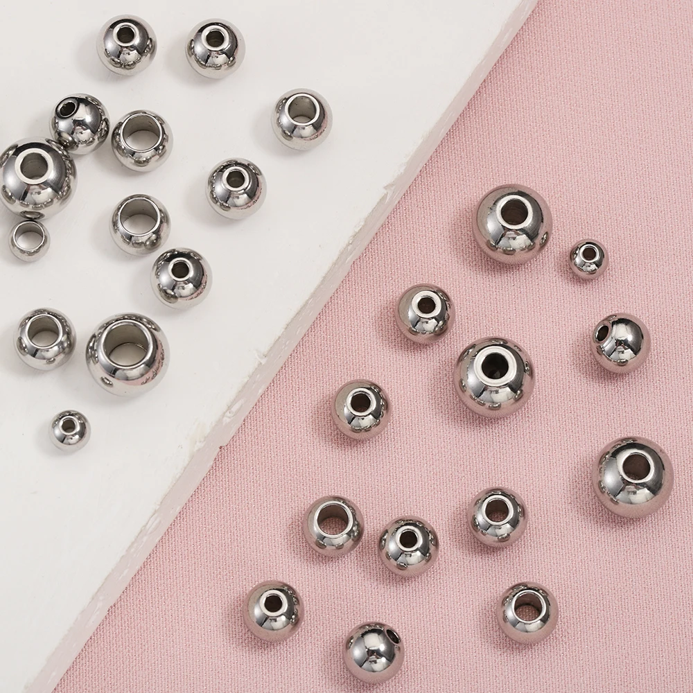 100pcs 2/3/4/5/6/8/10mm Metal Round Beads Spacer Beads for DIY Bracelet Keychain Pendant Jewelry Making Accessories
